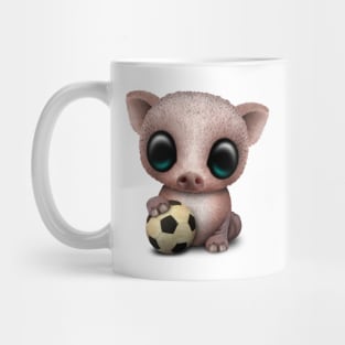 Cute Baby Pig With Football Soccer Ball Mug